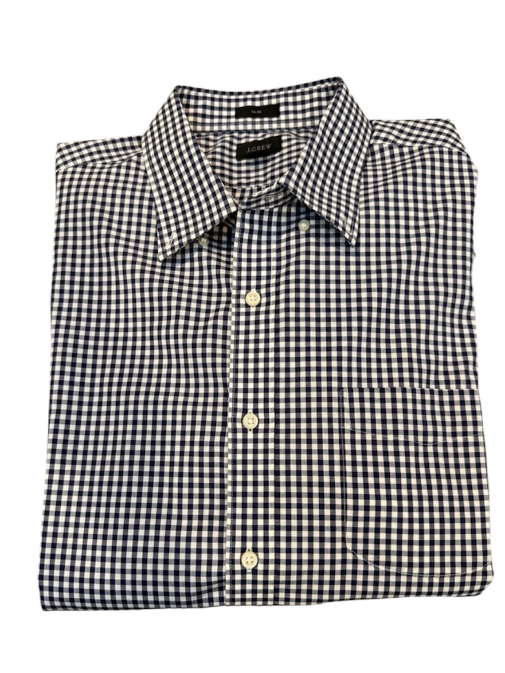 J. Crew Men's Navy and White Gingham Check Long-Sleeve D
Shirt
